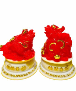 Cặp Cóc Ngậm Tiền Và Tỳ Hưu Phong Thủy Chân Trắng Chất Liệu Đá Cao Cấp - Màu Đỏ