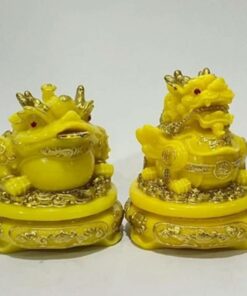 Cặp Cóc Ngậm Tiền Và Tỳ Hưu Phong Thủy Chất Liệu Đá Cao Cấp - Màu Vàng