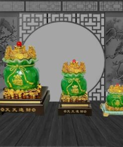 Túi Tiền Vàng Kim Bảo Tài Lộc, Túi Tiền Phong Thủy May Mắn Trang Trí Nhà Decor Phòng - Màu Xanh