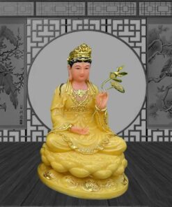 Tượng Đại Thế Chí Bồ Tát - Ngồi Đài Sen ,Chất Liệu Bột Đá Cao Cấp -Màu Vàng