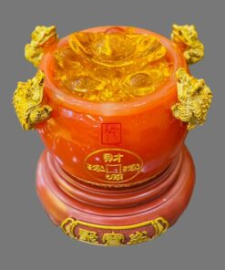 Bát Tụ Bảo Gắn 4 Cóc Ngậm Tiền Phong Thủy - Kích Tài Hút Lộc - Màu Đỏ