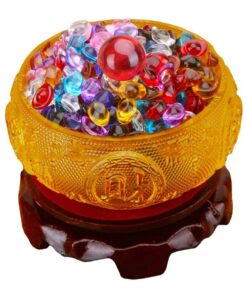 Bát Tụ Bảo Phong Thủy - Tụ Bảo Bồn, Bát Tụ Lộc - Tặng Kèm Đế Gỗ Và Ngọc Dạ Minh Châu - Màu Mix