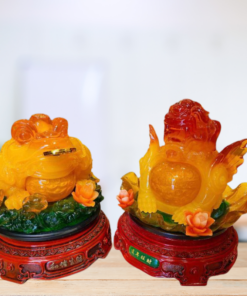 Cặp tượng cóc và tì hưu đế hoa mẫu đơn phong thuỷ