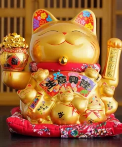 Mèo Thần Tài Thiên Kim Vạn Lượng màu vàng bóng