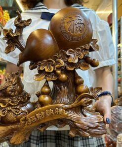 Tượng Cây Hồ Lô Và Thiềm Thừ Giả Gỗ