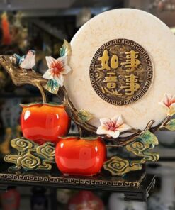 Tượng Phong Thủy Quả Hồng Đĩa Ngọc Như Ý