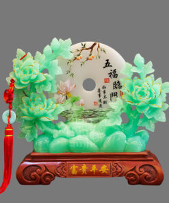 Tượng Đồng Điếu Hoa Mẫu Đơn - Màu Xanh