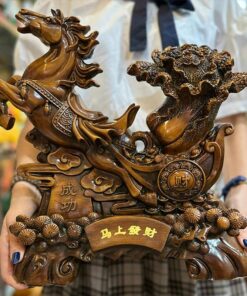 Tượng Ngựa Kéo Cải Giả Gỗ