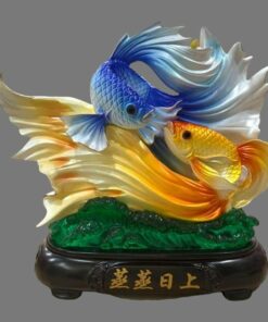 Tượng Song Ngư Hiến Bảo - Màu Xanh Vàng