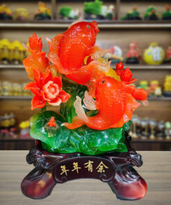 Tượng Song Ngư Hoa Sen - Màu Đỏ