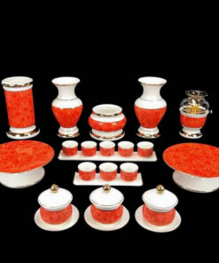 Bộ Đồ Thờ Men Vân Đá Nhiều Màu Nhiều Kích Thước - Màu Đỏ