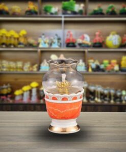 Đèn Dầu Ban Thờ Men Vân Đá - Màu Đỏ