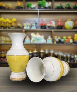 Lọ Hoa Ban Thờ Men Vân Đá - Màu Vàng