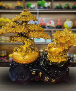 Tượng Cây Kim Tiền Tài Lộc Và Bắp Cải Phong Thủy - Màu Vàng