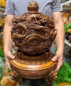 Tượng Cửu Long Càn Khôn Giả Gỗ