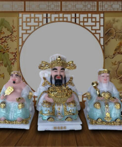 Bộ Ba Tượng Ông Thần Tài-Thổ Địa-Thần Phát Cầm Đĩnh Vàng