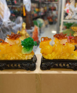 Cặp Kỳ Lân Bắp Cải Và Hồ Lô 32x35cm - Màu Vàng