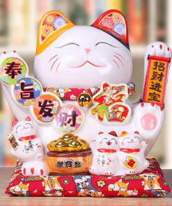 Mèo Thần Tài Vẫy Tay Bát Tụ Bảo Cao 25cm