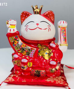 Mèo Thần Tài Vẫy Tay Màu Đỏ Đại Cát Đại Lợi