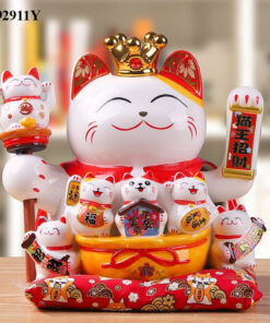 Mèo Thần Tài Vẫy Tay Mèo Đế Vương Vua Mèo Cao 24cm