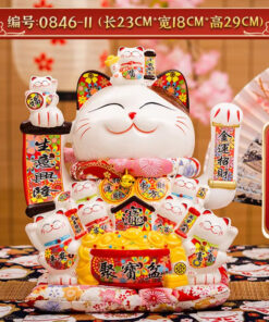 Mèo Thần Tài Vẫy Tay Ôm Thùng Vàng