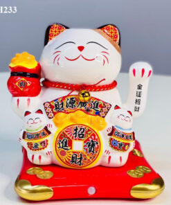 Mèo Thần Tài Vẫy Tay Túi Tiền Kim Bảo Cao 35cm