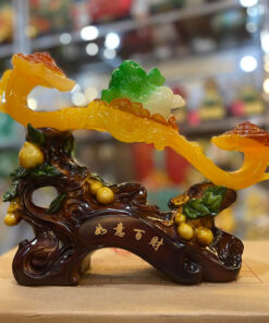 Tượng Gậy Như Ý Bắp Cải Xanh 32x37cm - Màu Vàng