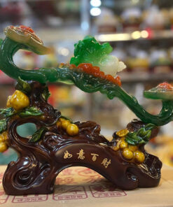 Tượng Gậy Như Ý Bắp Cải Xanh 32x37cm - Màu Xanh