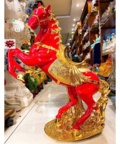 Tượng Ngựa Độc Mã Nhất Mã Phi Thiên Cao 56x38cm - Màu Đỏ