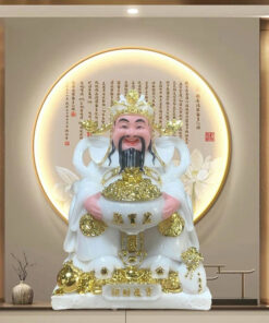 Tượng Ông Thần Phát-Thần Tiền Đế Vuông - Màu Trắng