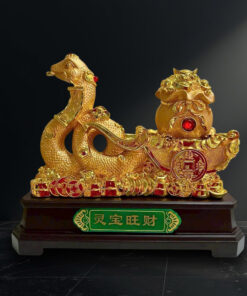 Tượng Rắn Kéo Túi Tiền Kim Bảo