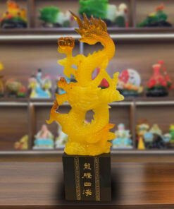 Tượng Rồng Đa Giả Ngọc Cao 52x13x9cm - Màu Vàng