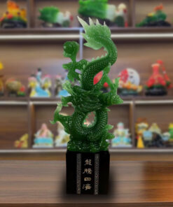 Tượng Rồng Đa Giả Ngọc Cao 52x13x9cm - Màu Xanh
