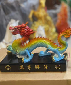 Tượng Rồng Đế Vuông 23x36cm - Màu Xanh Dương