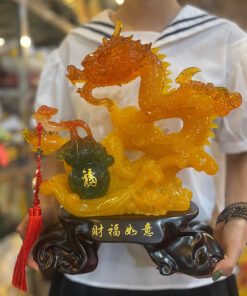 Tượng Rồng Hồ Lô Cao 37x33cm - Màu Lưu Ly