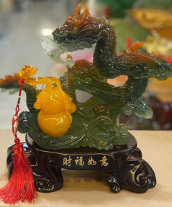 Tượng Rồng Hồ Lô Cao 37x33cm - Màu Xanh