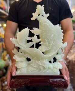 Tượng Cá Chép Bạch Ngọc 47x32cm
