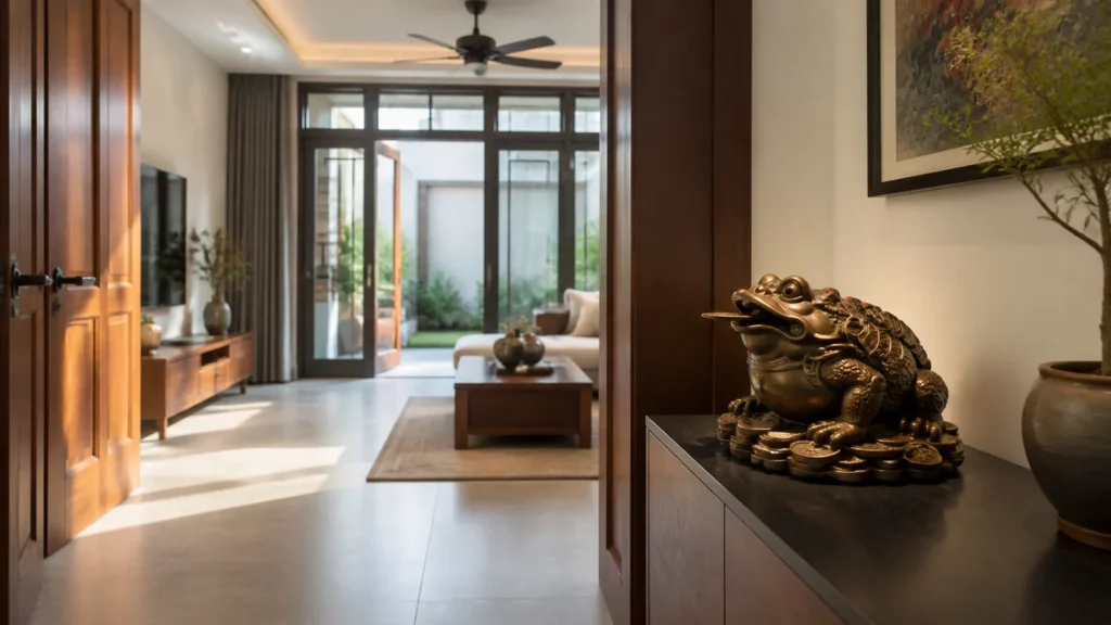 Cách đặt Cóc ngậm tiền trong phòng khách