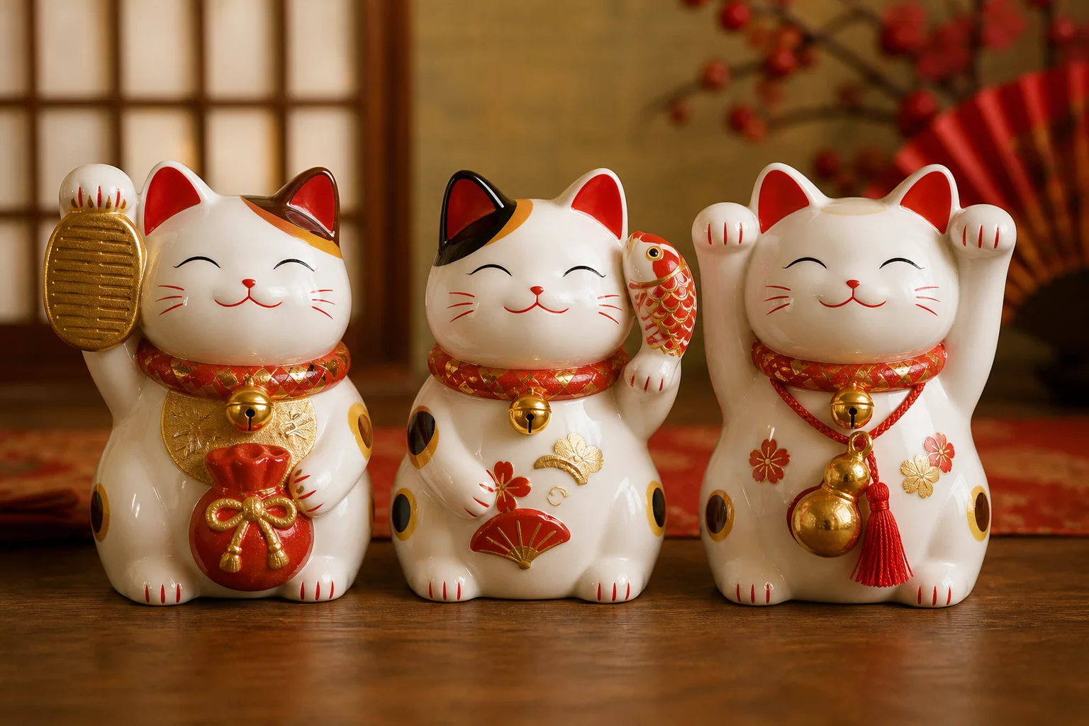 Hình dáng và vật phẩm của Mèo Thần Tài