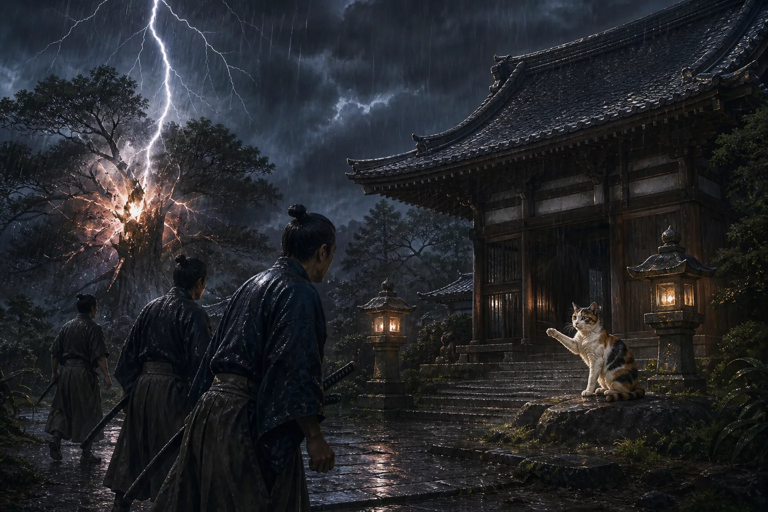 Samurai được mèo Tama cứu trong cơn bão