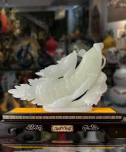 Tượng Cá Chép Mẫu Tử 35X50X13Cm - Màu Trắng