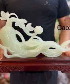 Tượng Nhân Sâm Phong Thủy Bạch Ngọc