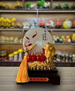 Tượng Rắn Vàng Ngọc Bội Trắng - Size nhỏ