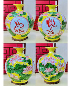 Bình Hút Lộc Vạn Sự Như Ý Họa Tiết Hoa Sen Vẽ Nổi