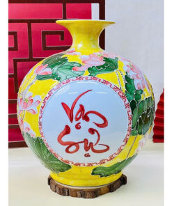 Bình Hút Lộc Vạn Sự Như Ý Họa Tiết Hoa Sen Vẽ Nổi - Vạn Sự