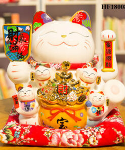 Mèo Thần Tài Thẻ Bài Khai Vận Cao 30cm