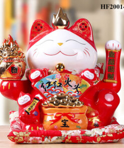 Mèo Thần Tài Vẫy Tay Chiêu Tài Vượng Lộc Cao 27cm - Màu Đỏ