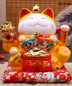 Mèo Thần Tài Vẫy Tay Chiêu Tài Vượng Lộc Cao 27cm - Màu Vàng