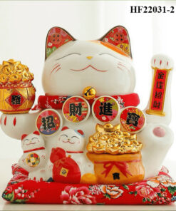 Mèo Thần Tài Vẫy Tay Đại Phú Quý Cao 25cm - Thùng Vàng