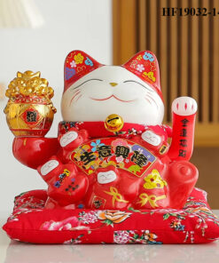 Mèo Thần Tài Vẫy Tay Kinh Doanh Hưng Thịnh Cao 25cm - Màu Đỏ
